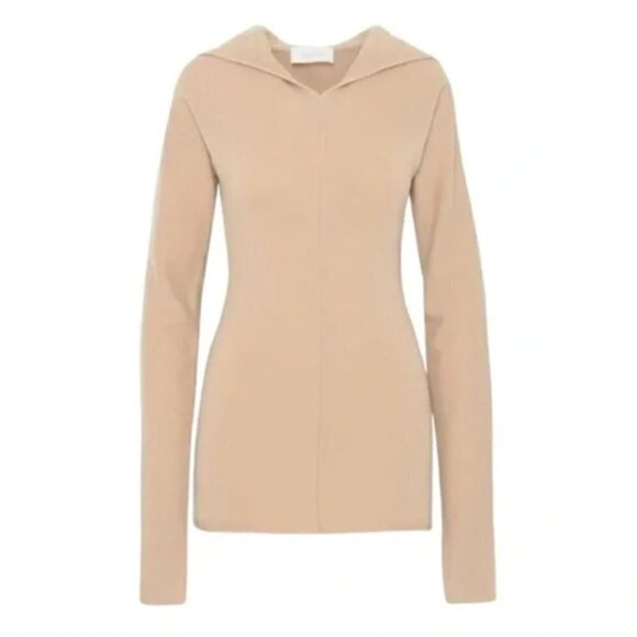 MaxMara SportMax Beige Cashmere Wool Centro Hooded Sweater Small - Picture 3 of 9